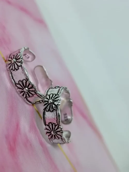 92.5 Pure Silver Flower Toe Ring