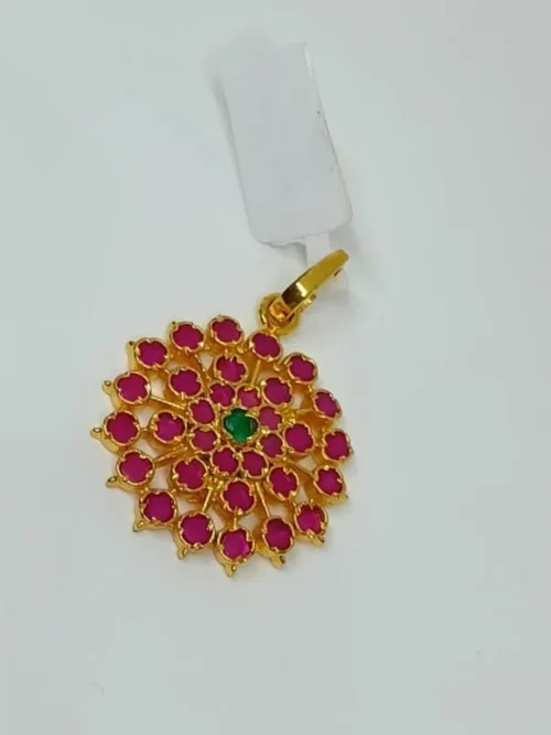92.5 Silver Pink stone gold plated Pendent