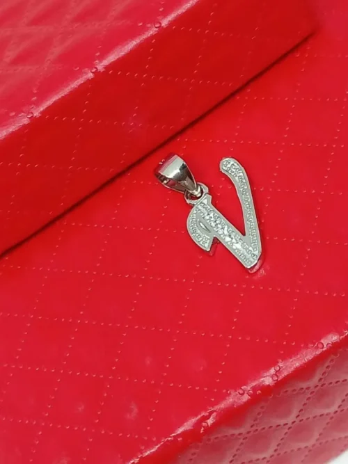 Pure 92.5 Silver 'V' Letter Pendent