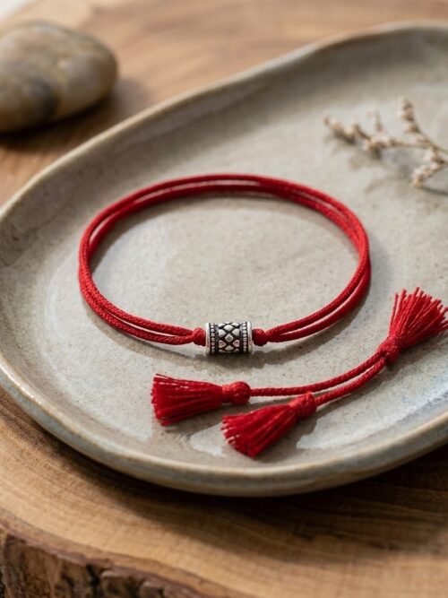 Pure Silver Dumro Bead Rakhi