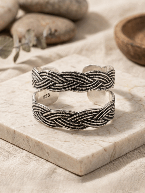 92.5 Pure Silver Veni Design Toe Ring