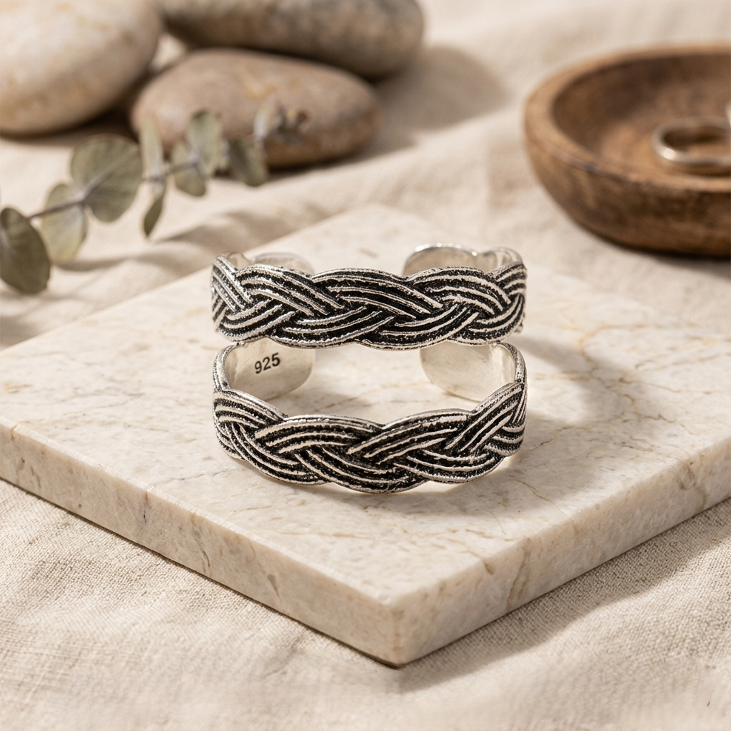 92.5 Pure Silver Veni Design Toe Ring