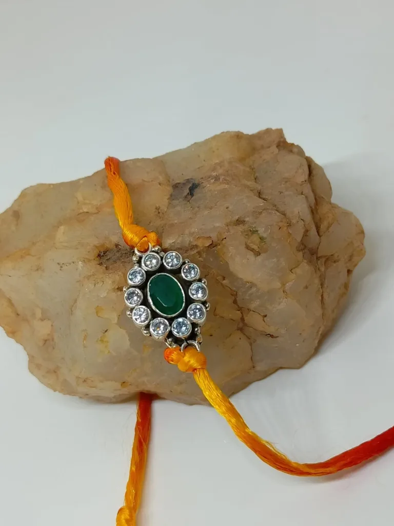 92.5 Pure Silver Cutstone Rakhi - Image 2