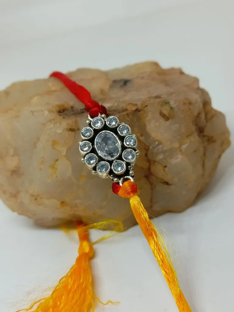 92.5 Pure Silver Cutstone Rakhi - Image 2
