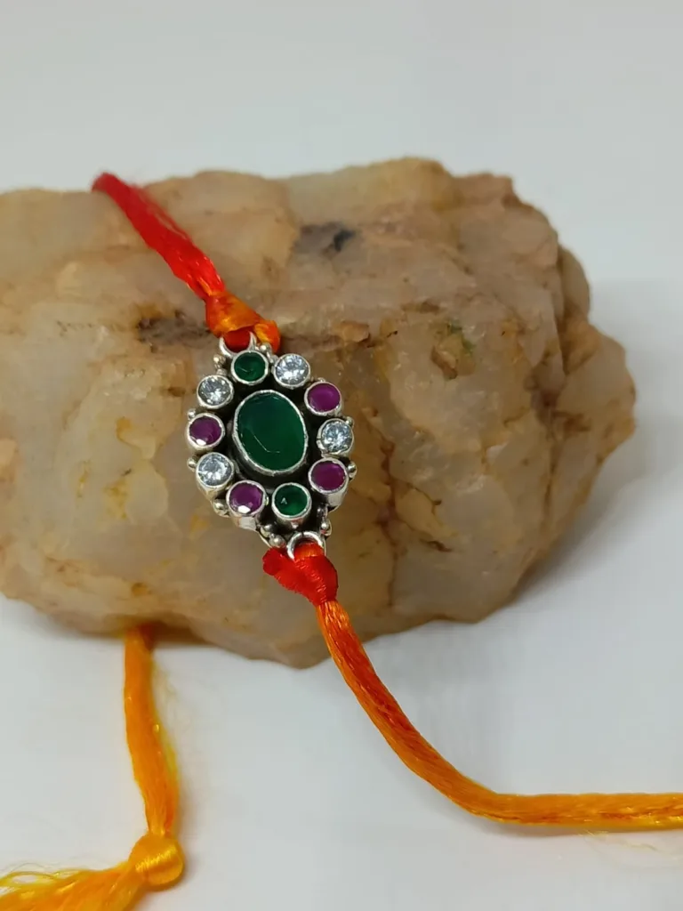 92.5 Pure Silver Cutstone Rakhi - Image 2