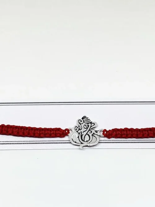 Pure Silver Oxidize Ganesh Rakhi