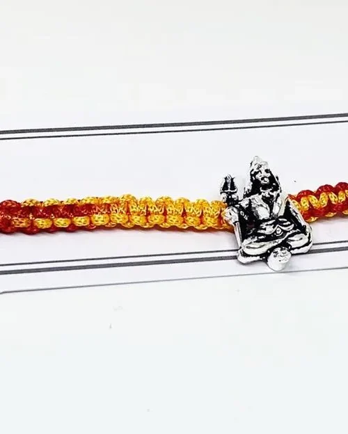 92.5 Pure Silver Oxidize Bholenath Rakhi