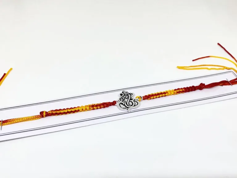 Pure Silver Oxidize Ganesh Rakhi - Image 2