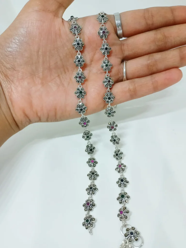 92.5 Pure Silver Marcasite designer Payal - Image 2