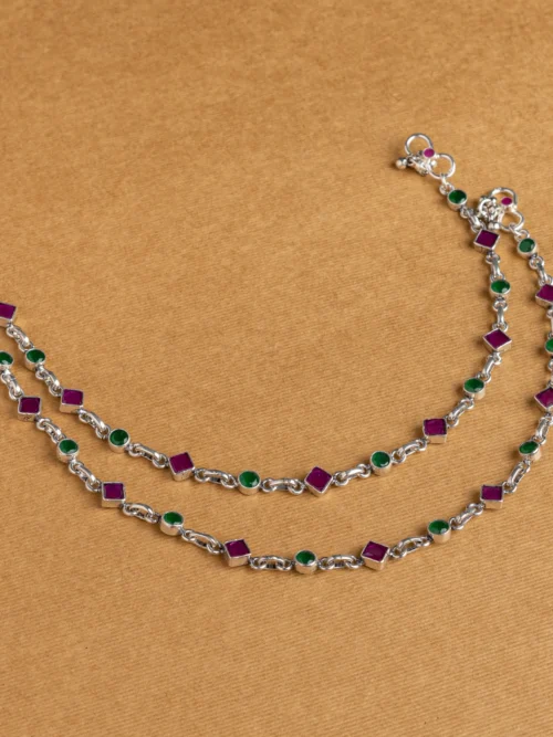 PURE SILVER CUT STONE PAYAL