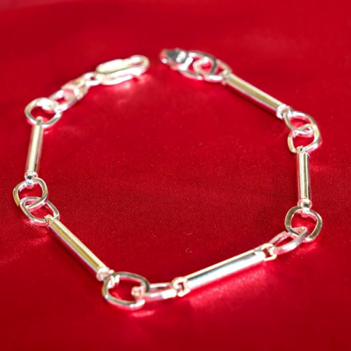 Pure silver pipe line Ring Mens Bracelet
