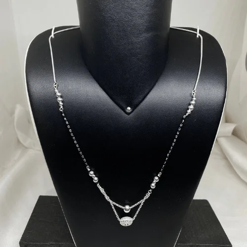 Pure Silver Multi Layered Designer Mangalsutra