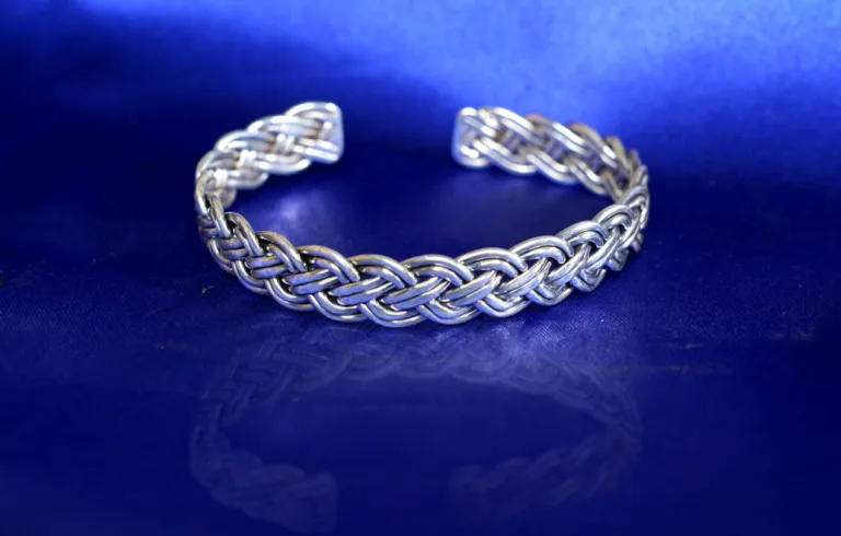 Pure Silver Weave Bangle Half Kada