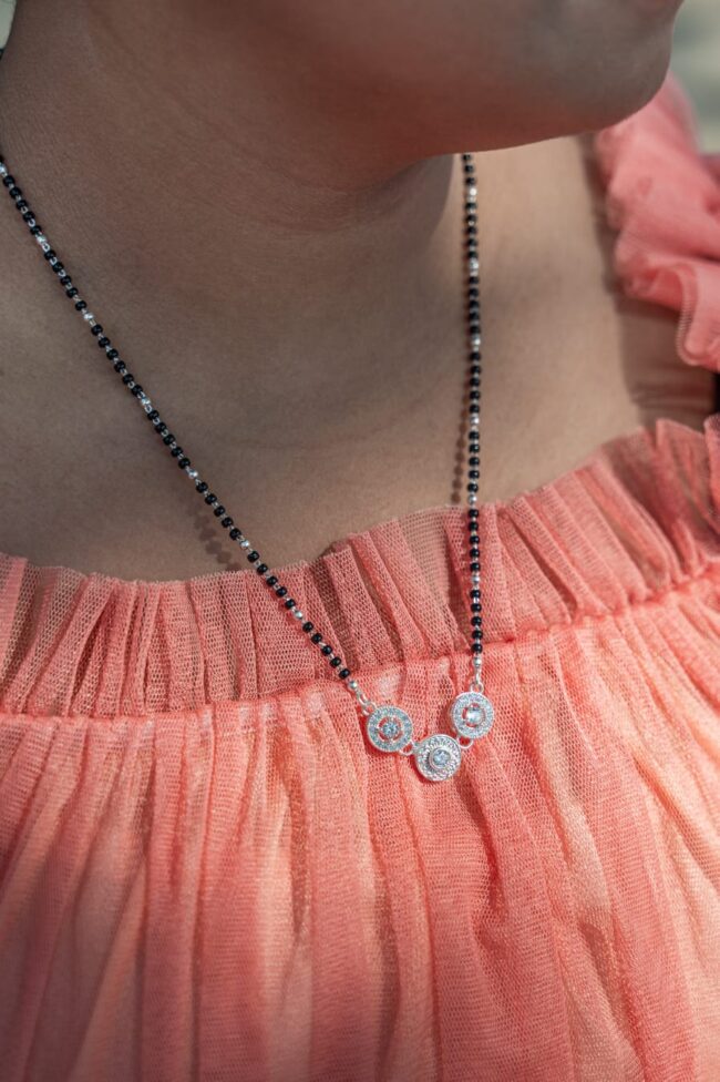 Pure Silver Soltaire Mangalsutra