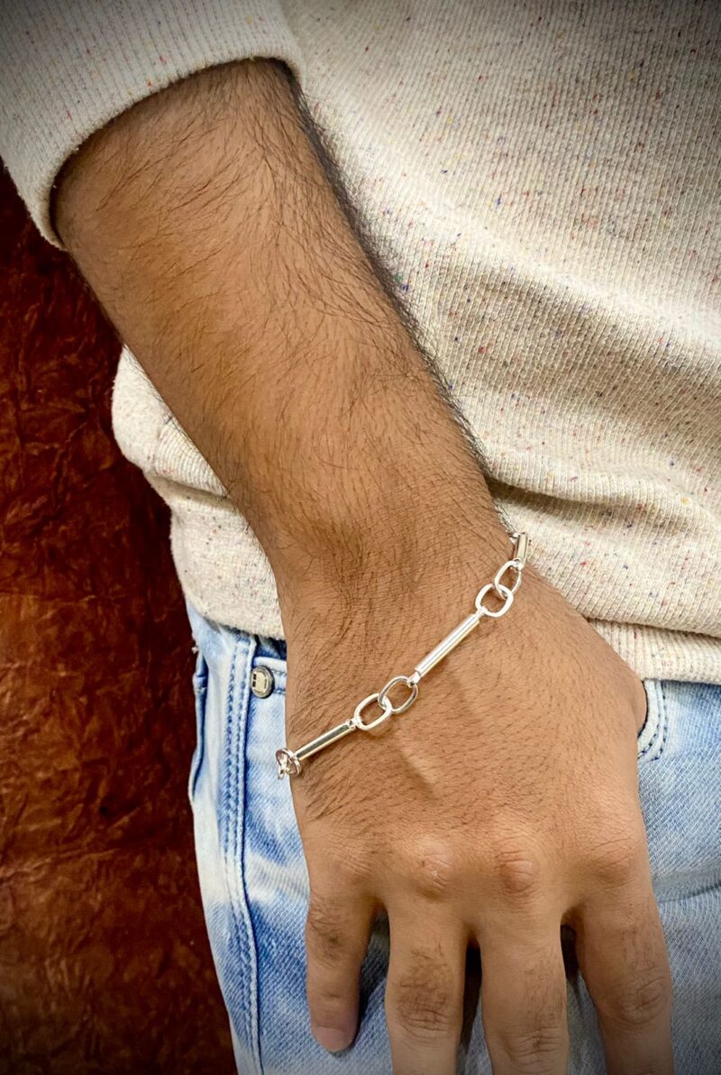 Pure silver pipe line Ring Mens Bracelet - Image 2