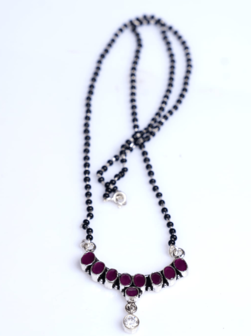 Pure Silver Cut Stone Mangalsutra