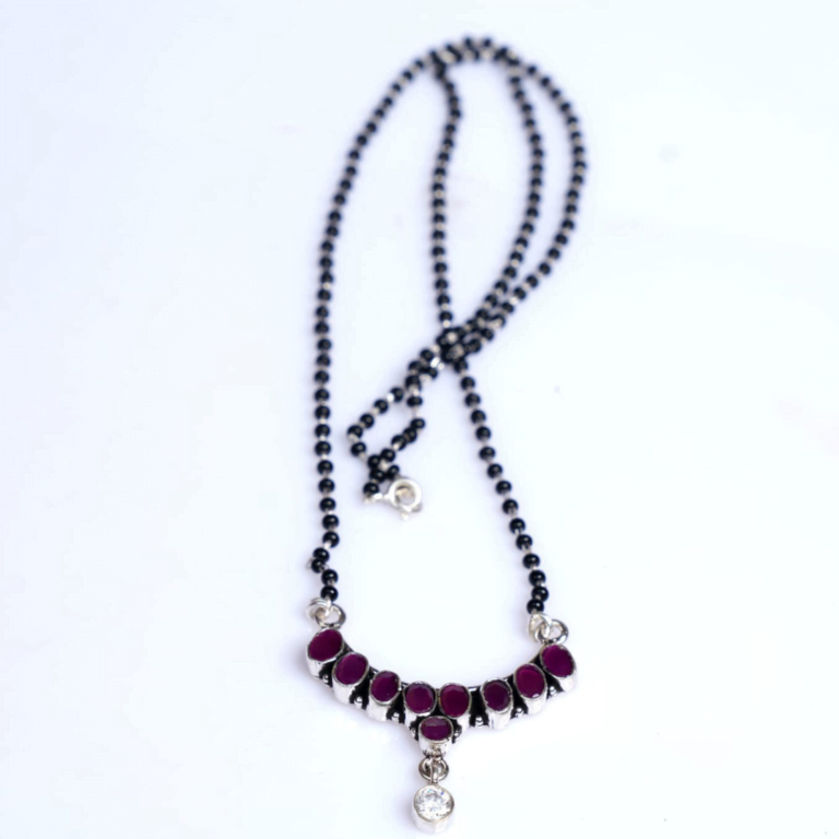 Pure Silver Cut Stone Mangalsutra