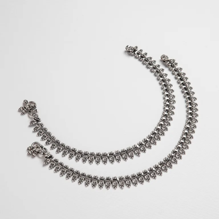 Pure Silver Oxidised Heavy Design Payal