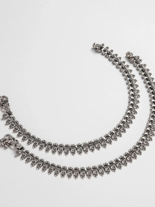 Pure Silver Oxidised Heavy Design Payal