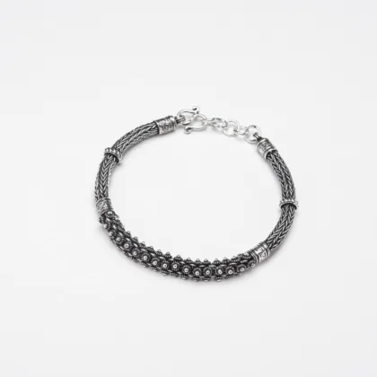 Pure Silver Balli Style Filigre Wheat Chain Bracelet