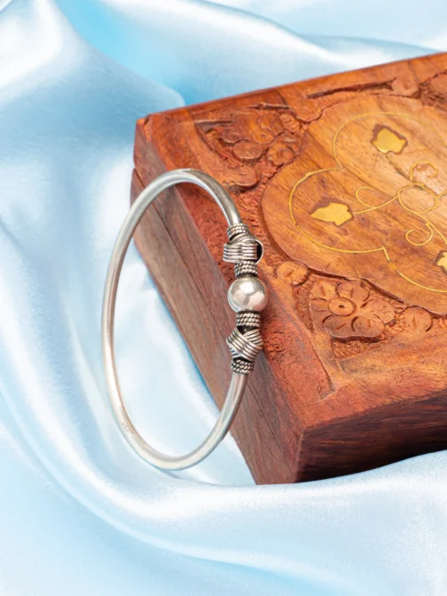 Pure Silver Vintage Oxidised Flexible Kada