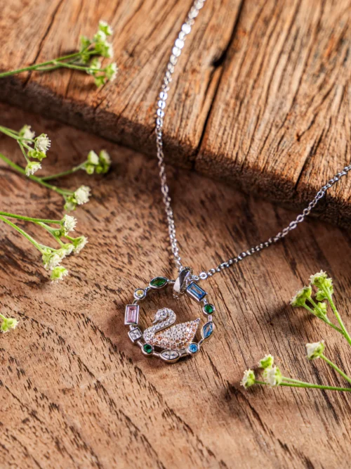 Swaroviski Swan Multicoloured Strling Silver Chain
