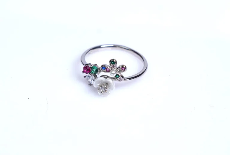 Pure Silver Multi Colour Ring