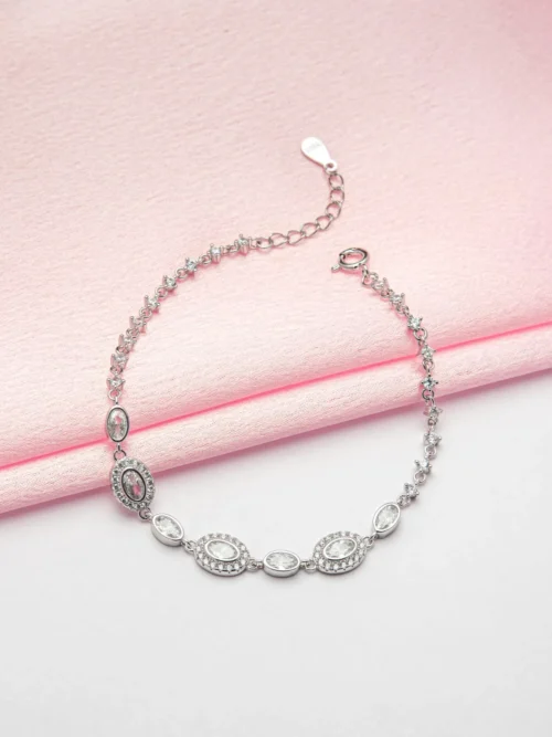 Pure Silver Ad Stone Bracelet
