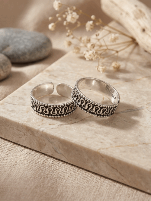 Pure Silver Zig Zag Design Toe Ring