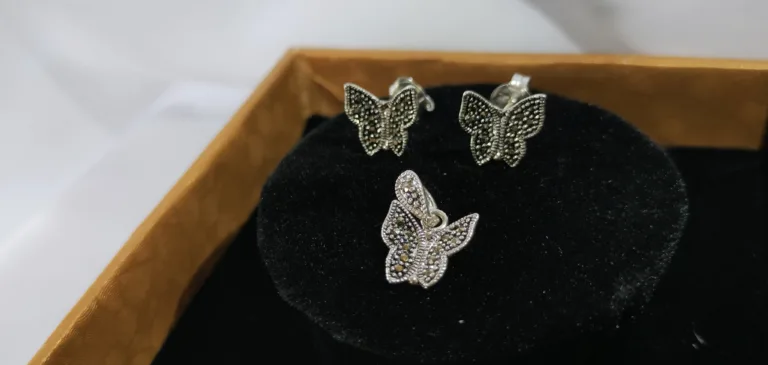 Pure Silver Marcasite Butterfly Set