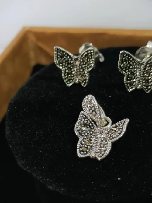 Pure Silver Marcasite Butterfly Set