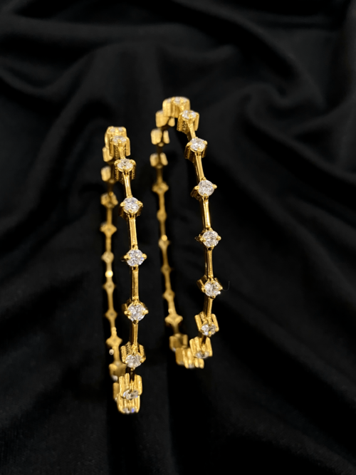 Diamond Design Gold Plated Silver Bangle