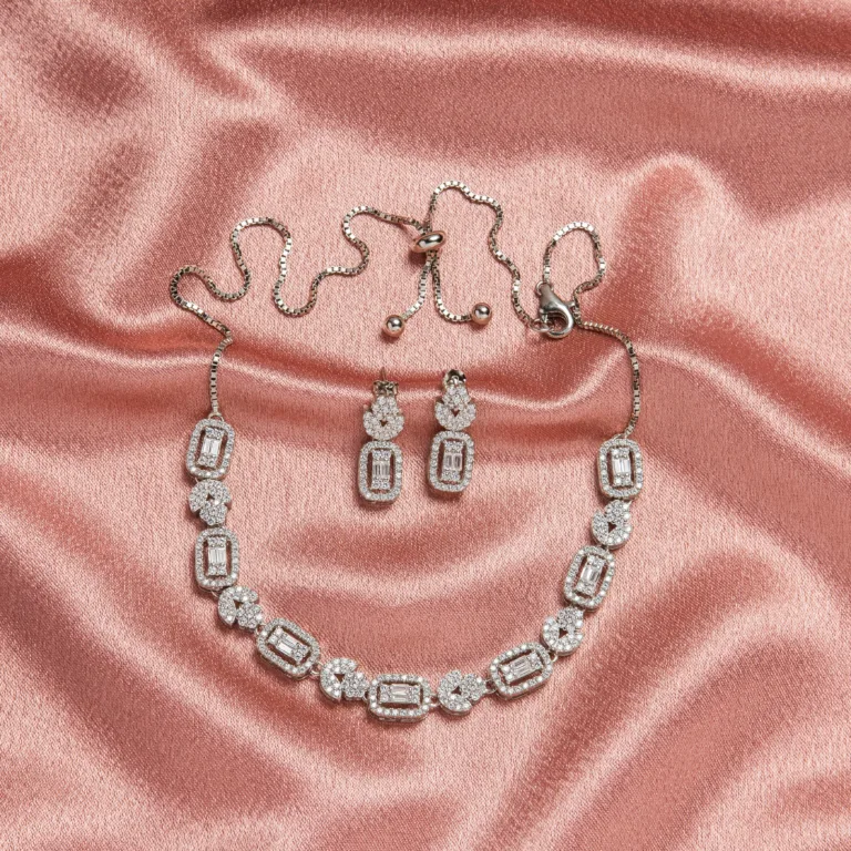 Pure Silver Solitaire Necklace Set - Image 2