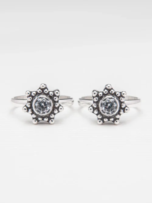 Pure Silver White Stone  Toe Ring