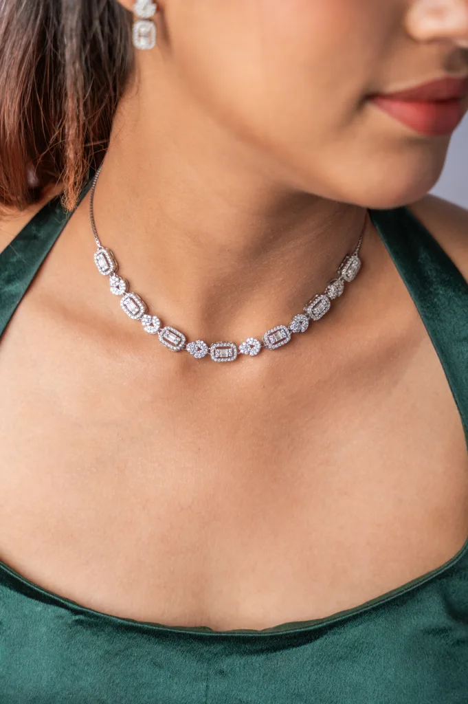 Pure Silver Solitaire Necklace Set - Image 3