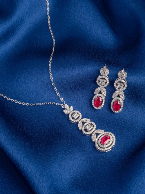 Pure Silver Party Wear Diamond Set