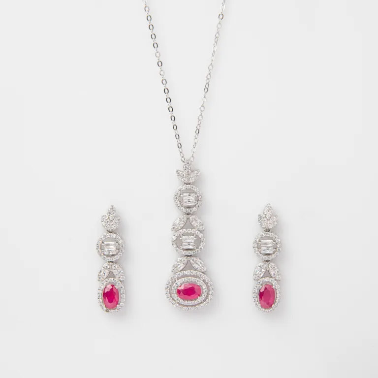 Pure Silver Party Wear Diamond Set - Image 2