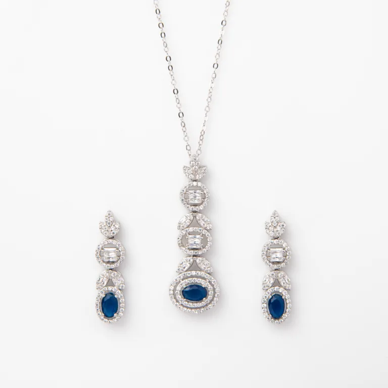 Pure Silver Blue Bridal Set - Image 2