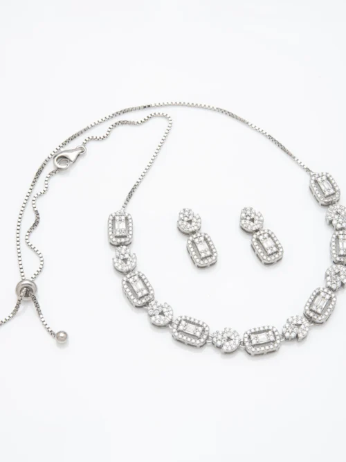 Pure Silver Solitaire Necklace Set