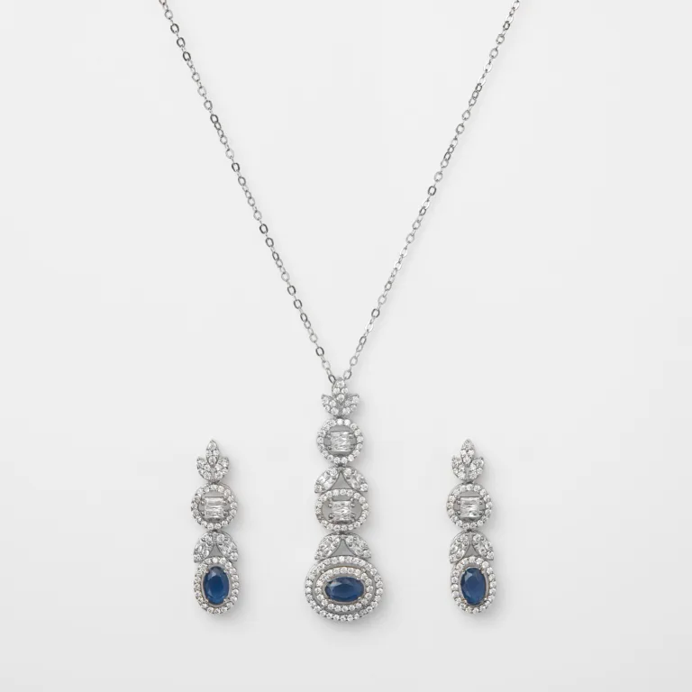 Pure Silver Blue Bridal Set