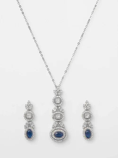 Pure Silver Blue Bridal Set