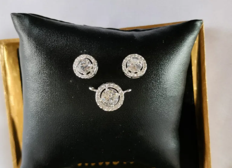 Pure Silver Halo Pendant set