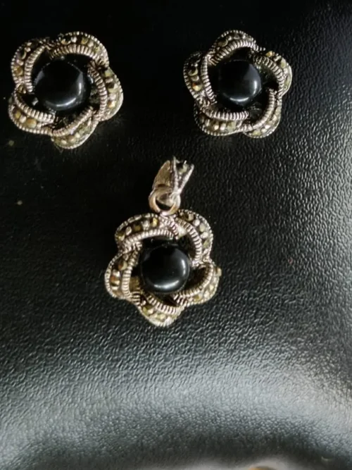 Pure Silver Marcasite SunShine  Pendant set