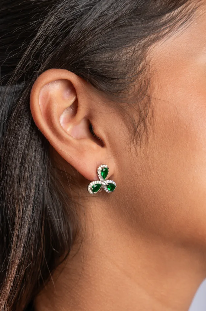 Pure Silver Green Flower Combo Set - Image 4