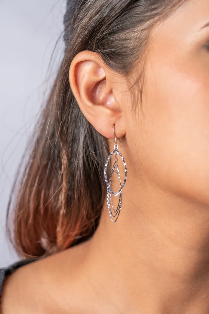 Pure Silver Twisted Leaves Danglers Earrings