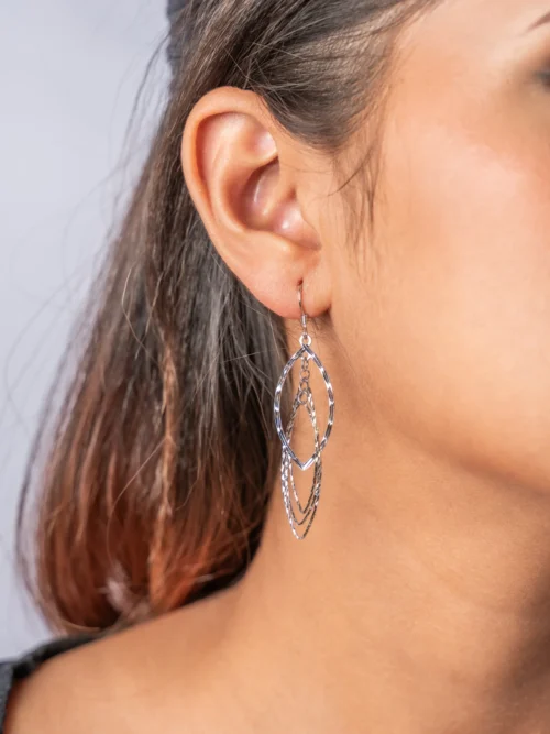 Pure Silver Twisted Leaves Danglers Earrings