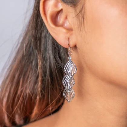 Pure Silver Leaf Design Pattern Earrings