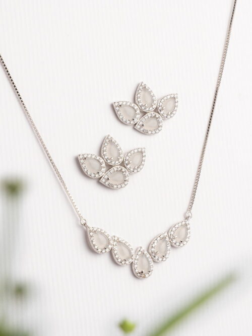 Pure Silver Russian Stone Necklace Set