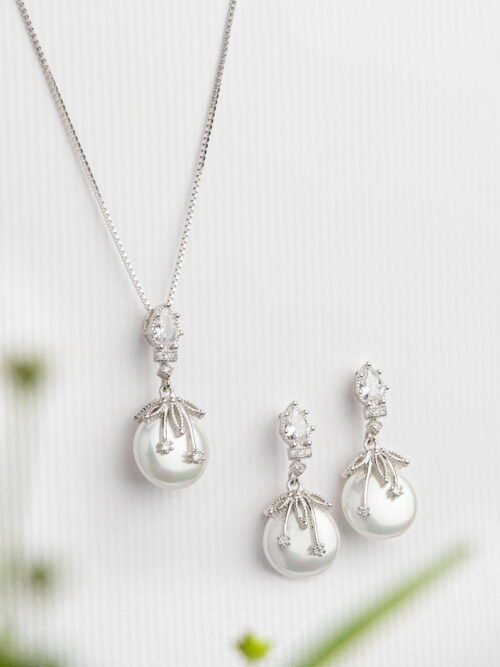 Pure Silver Designer Pearl Set