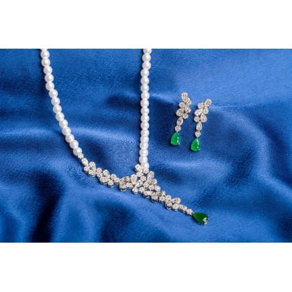 Emerald Drop Pearl Pure Silver Necklace